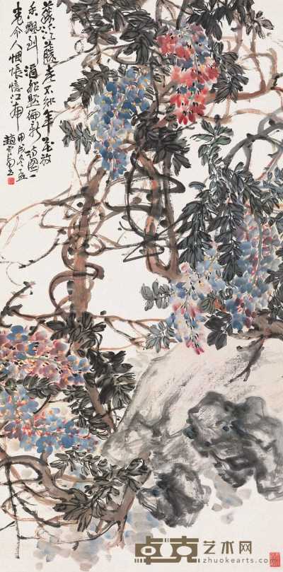 赵云壑 甲戌（1934年）作 老藤花香到酒船 立轴 131×65.4cm